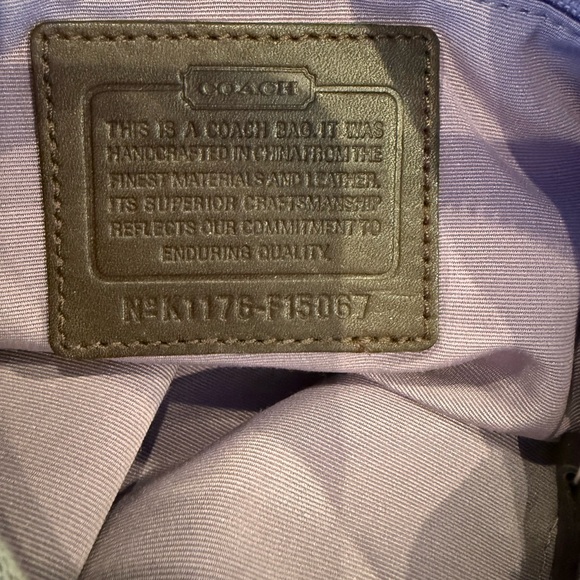 COACH K1176 F15067 Signature C Logo Jacquard Brown Shoulder Bag Purple Lining - Picture 14 of 14